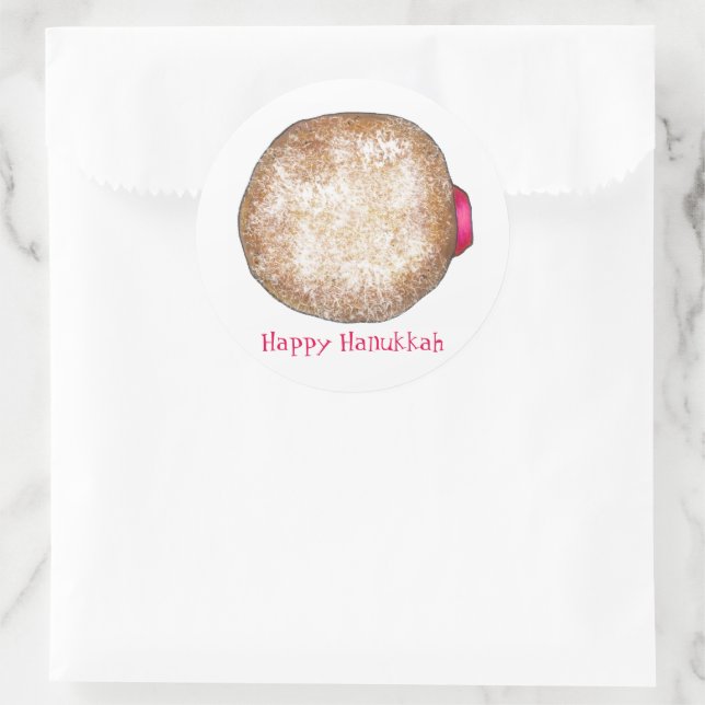 Happy Hanukkah Chanukah Jelly Donut Sufganiyah Runder Aufkleber (Tasche)
