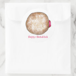 Happy Hanukkah Chanukah Jelly Donut Sufganiyah Runder Aufkleber