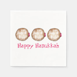 Happy Hanukkah Chanukah Jelly Donut Sufganiyah Serviette