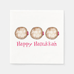 Happy Hanukkah Chanukah Jelly Donut Sufganiyah Serviette