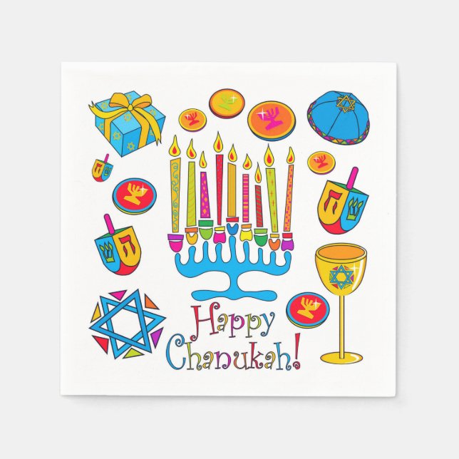 Happy Hanukkah - Chanukah Napkin Serviette (Vorderseite)