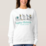 Happy Hanukkah Chanukah NYC New York Sehenswürdigk Sweatshirt<br><div class="desc">Sweatshirt präsentiert eine originelle Marker-Illustration der klassischen New Yorker Sehenswürdigkeiten, die für die Ferienzeit "gekleidet" sind. HAPPY HANUKKAH FROM NEW YORK CITY in einem lustigen blauen Schriftart und die Brooklyn Bridge auf der Rückseite. Ideal für alle, die in oder Lieben NYC während der Ferienzeit leben! Dieses Design ist auch auf...</div>