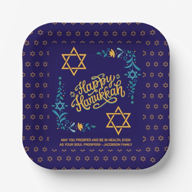 HAPPY HANUKKAH Chanukah Pappteller (Vorderseite)