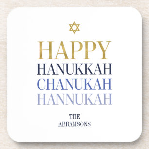 Happy Hanukkah Chanukah Plastic Untersetzer Set vo