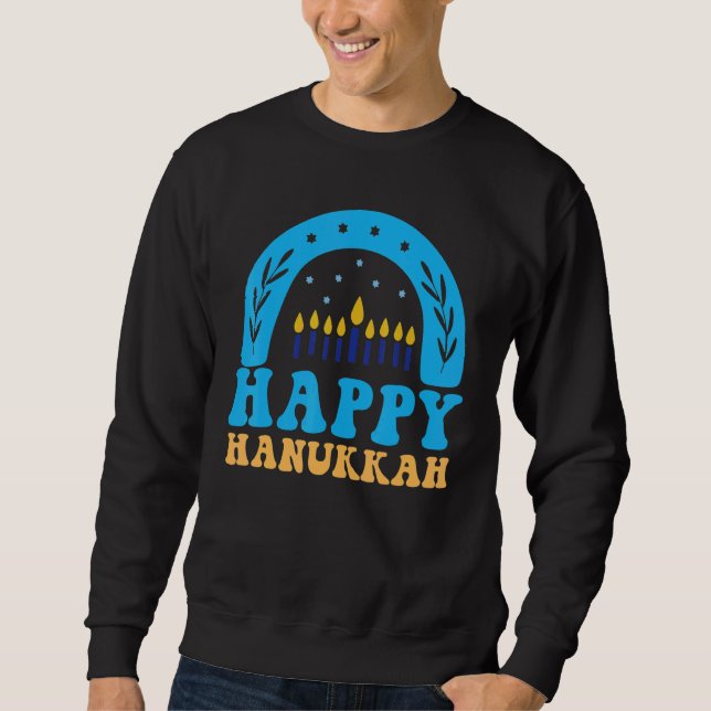 Happy Hanukkah Chanukah Rainbow Menorah Jewish Hol Sweatshirt (Vorderseite)