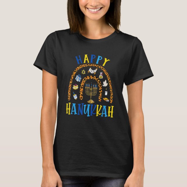Happy Hanukkah Chanukah Rainbow Menorah Jewish Hol T-Shirt (Vorderseite)