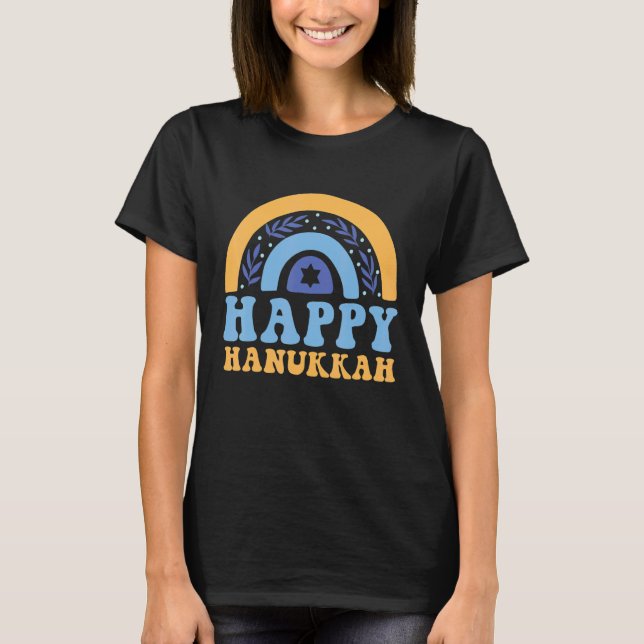 Happy Hanukkah Chanukah Rainbow Menorah Jewish Hol T-Shirt (Vorderseite)