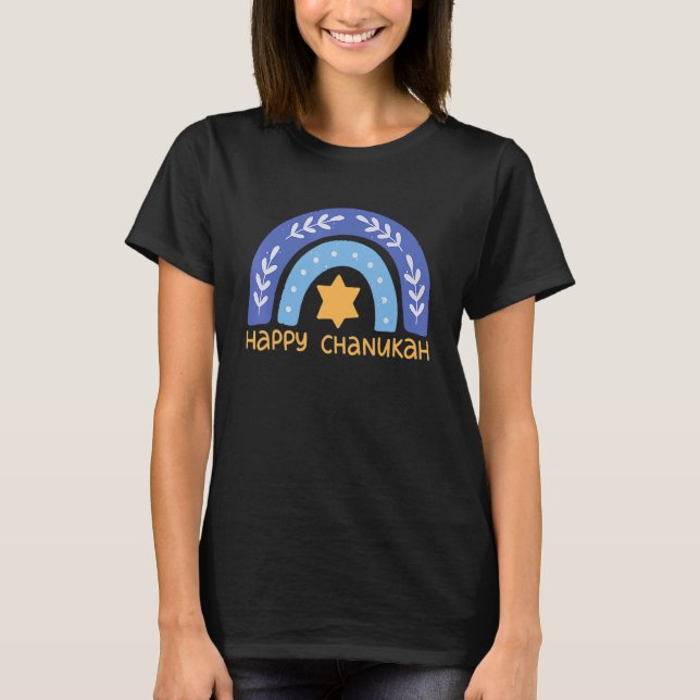 Happy Hanukkah Chanukah Rainbow Menorah Jewish Hol T-Shirt (Vorderseite)