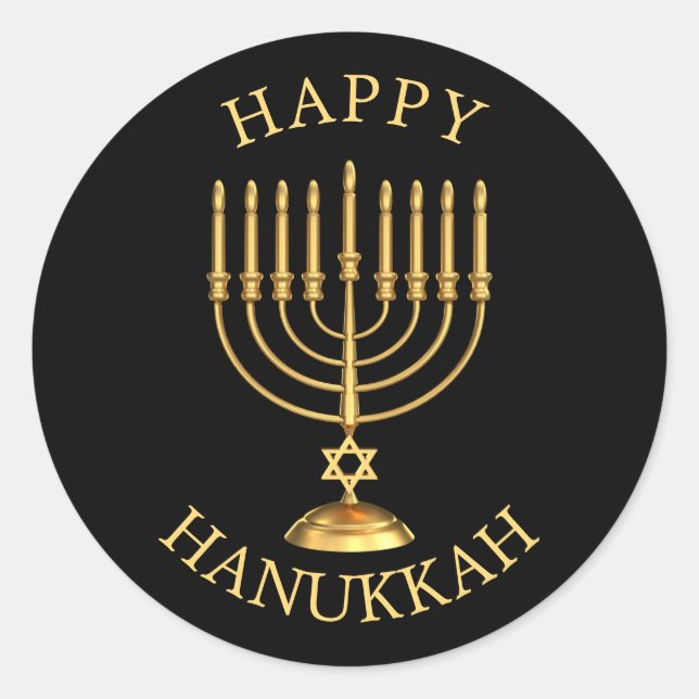 Happy Hanukkah Classic Round Sticker (Vorderseite)
