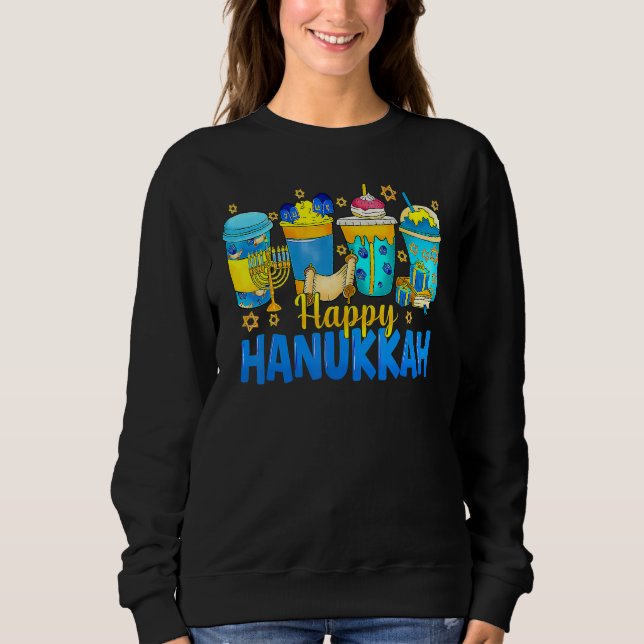 Happy Hanukkah Coffee Latte  Menorah Jewish Chanuk Sweatshirt (Vorderseite)