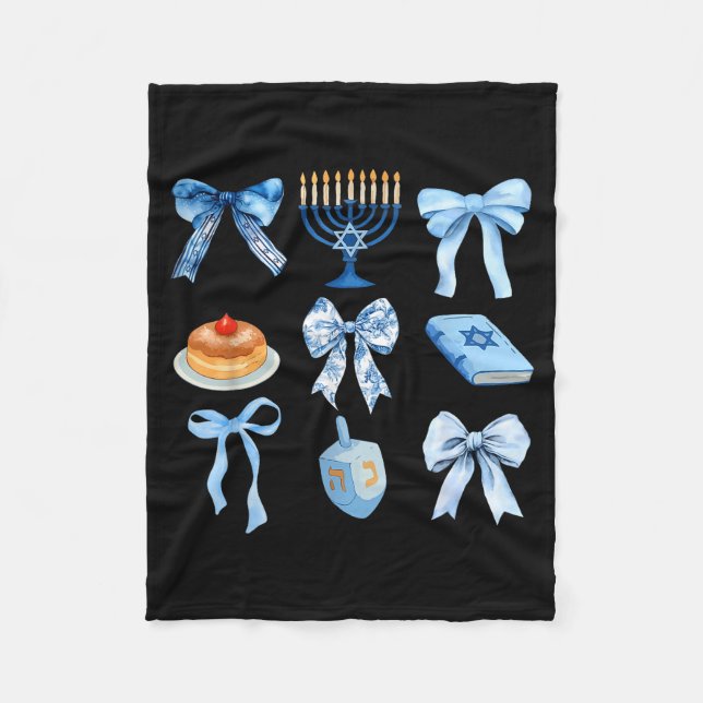 Happy Hanukkah Coquette Bow Chanukah Jewish Women  Fleecedecke (Vorderseite)