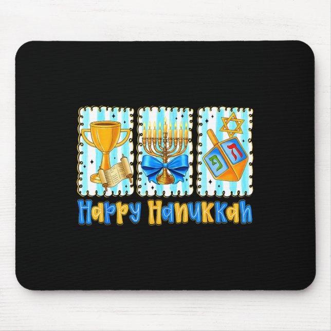 Happy Hanukkah Coquette Menorah Dreidel Chanukah G Mousepad (Vorne)