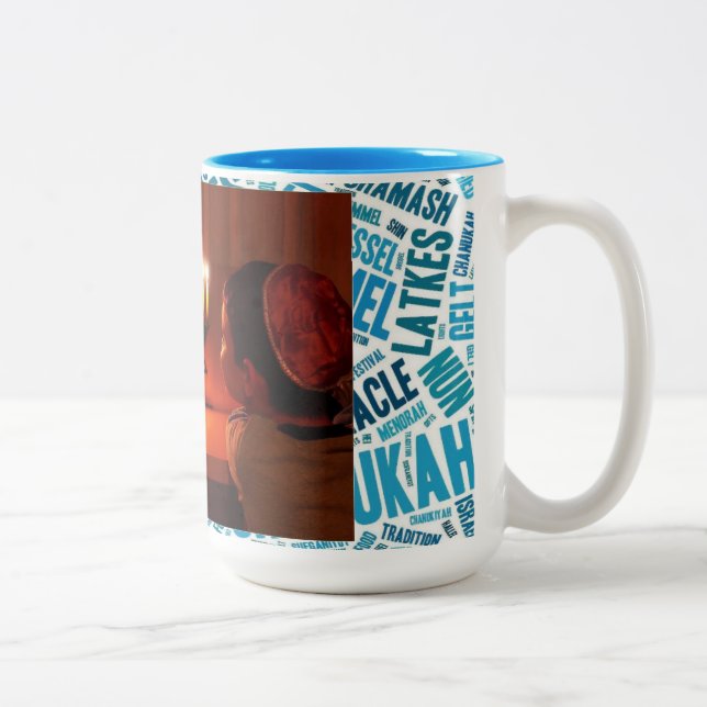 Happy Hanukkah Custom Foto Coffee Cup Zweifarbige Tasse (Rechts)