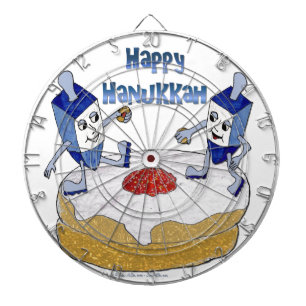 Happy Hanukkah Dancing Dreidels Jelly Doughnut Dartscheibe