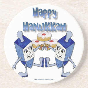 Happy Hanukkah Dancing Dreidels Jelly Doughnut Getränkeuntersetzer