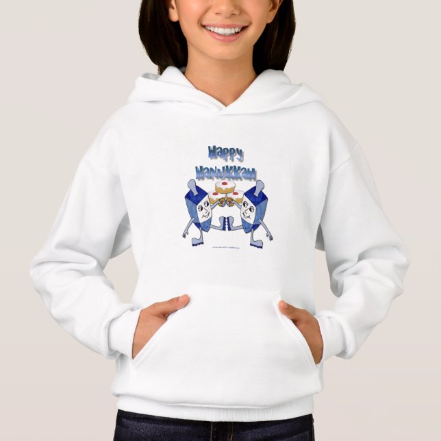 Happy Hanukkah Dancing Dreidels Jelly Doughnut Hoodie (Vorderseite)