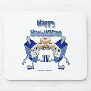 Happy Hanukkah Dancing Dreidels Jelly Doughnut Mousepad
