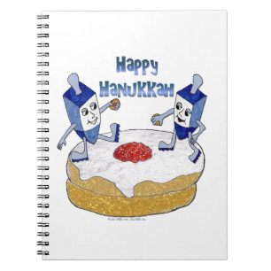 Happy Hanukkah Dancing Dreidels Jelly Doughnut Notizblock