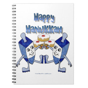 Happy Hanukkah Dancing Dreidels Jelly Doughnut Notizblock