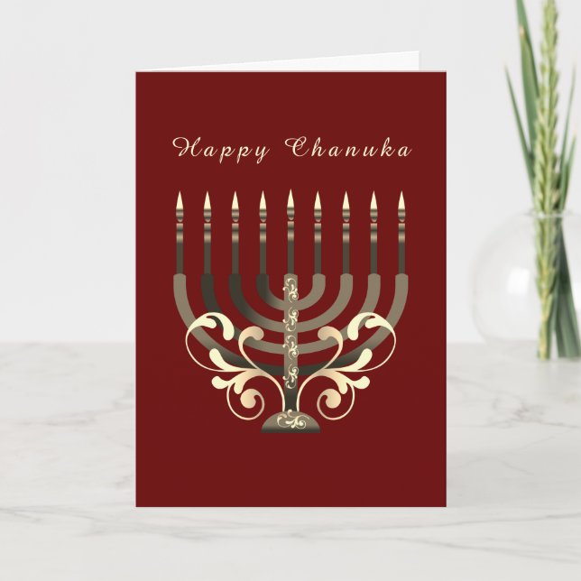 Happy Hanukkah dekorative menorah Star von David Karte (Vorderseite)