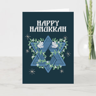 Happy Hanukkah Doves of Peace Star of David Feiertagskarte