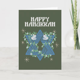 Happy Hanukkah Doves of Peace Star of David Feiertagskarte