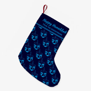HAPPY HANUKKAH Dreidel Customized BLUE CYAN Kleiner Weihnachtsstrumpf