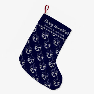 HAPPY HANUKKAH Dreidel Maßgeschneiderter DARK BLUE Kleiner Weihnachtsstrumpf