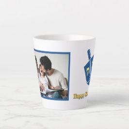 Happy Hanukkah Dreidel und Foto Latte Tasse