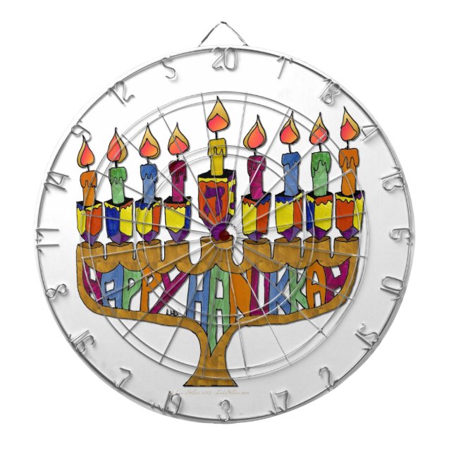 Happy Hanukkah Dreidels Menorah Dartscheibe (vorne)