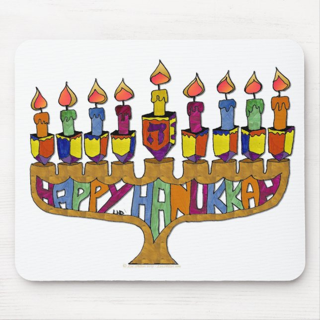 Happy Hanukkah Dreidels Menorah Mousepad (Vorne)