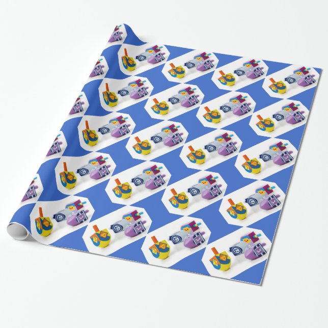 Happy Hanukkah Dreidls Gift Wrap Geschenkpapier (Ungerollt)