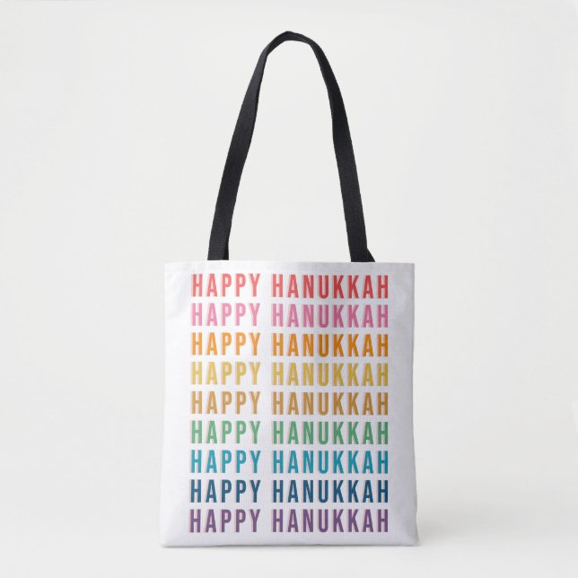 Happy Hanukkah | Einfache Rainbow - Farben Typogra (Vorderseite)