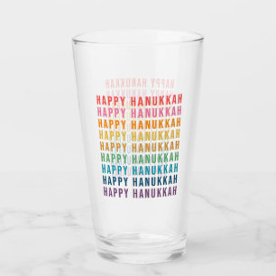 Happy Hanukkah   Einfache Rainbow - Farben Typogra Glas