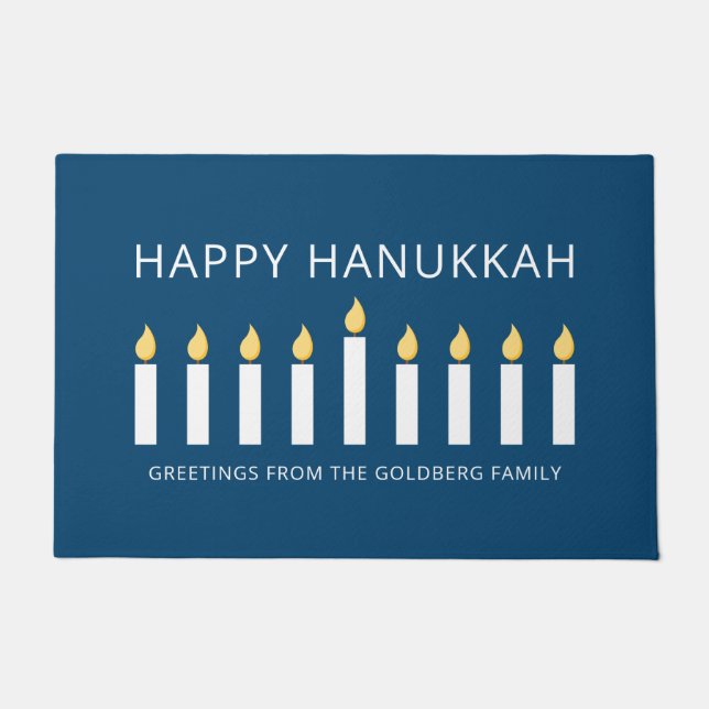 Happy Hanukkah| Einfache und moderne Kerzengrüße Fußmatte (Vorderseite)