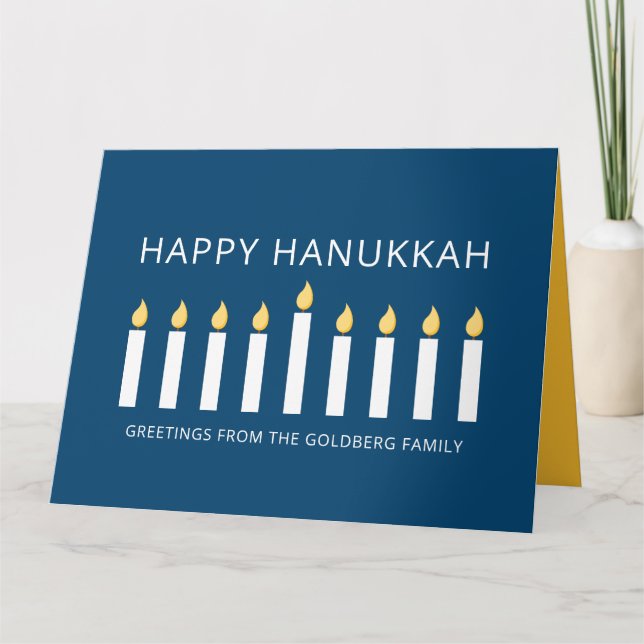 Happy Hanukkah| Einfache und moderne Kerzengrüße Karte (Vorderseite)