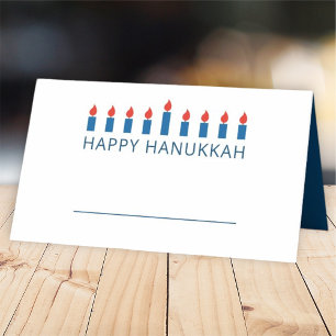Happy Hanukkah   Einfaches und modernes Gruß Platzkarte