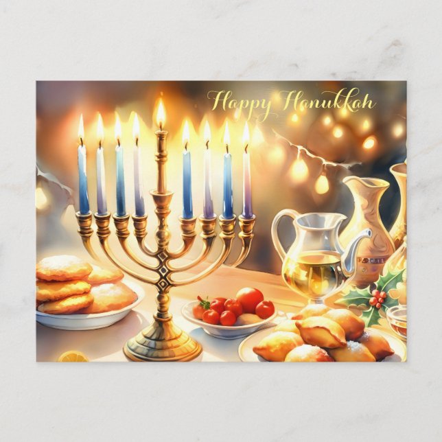Happy Hanukkah Einladungspostkarte (Vorderseite)