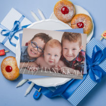 Happy Hanukkah Elegante Script Holiday Foto Card
