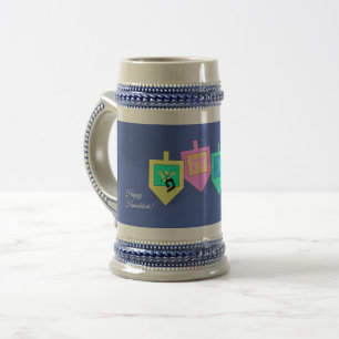 Happy Hanukkah Englisch Hebrew Bierglas