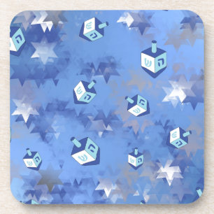 Happy Hanukkah Falling Star and Dreidels Untersetzer