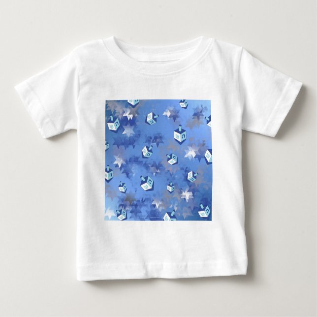 Happy Hanukkah Falling Star und Dreidels Baby T-shirt (Vorderseite)