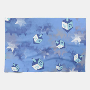 Happy Hanukkah Falling Star und Dreidels Handtuch