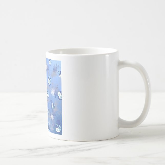 Happy Hanukkah Falling Star und Dreidels Kaffeetasse (Rechts)