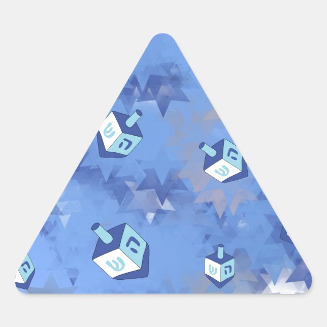 Happy Hanukkah Falling Stars und Dreidels Dreieckiger Aufkleber (Vorderseite)