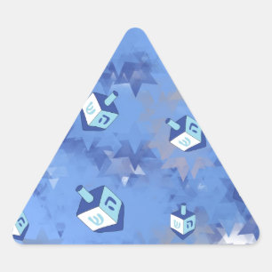 Happy Hanukkah Falling Stars und Dreidels Dreieckiger Aufkleber