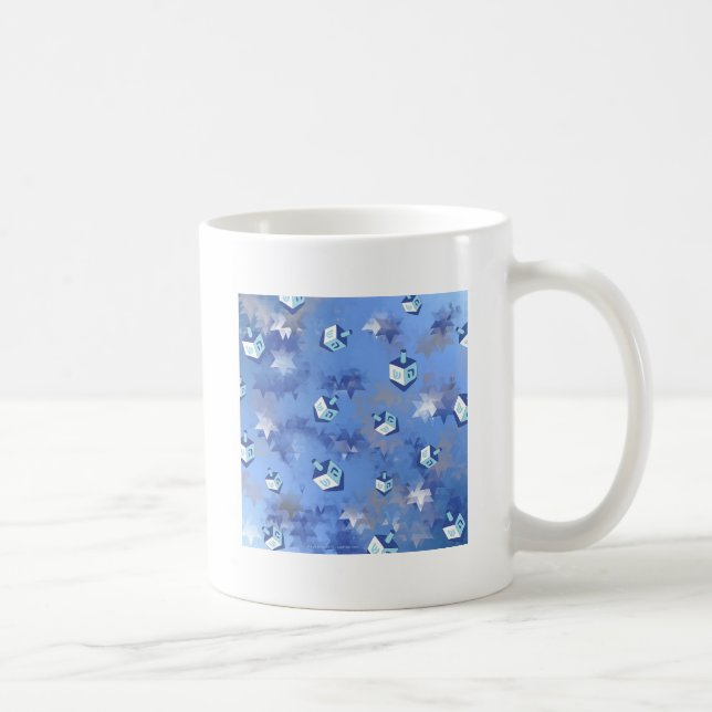 Happy Hanukkah Falling Stars und Dreidels Kaffeetasse (Rechts)