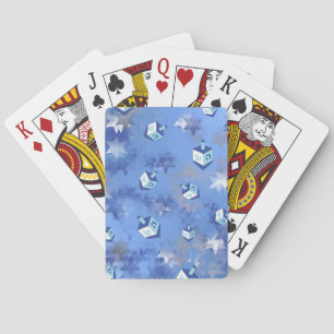 Happy Hanukkah Falling Stars und Dreidels Spielkarten