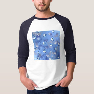 Happy Hanukkah Falling Stars und Dreidels T-Shirt