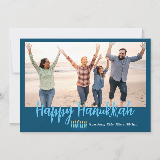 Happy Hanukkah Familie Foto Weihnachten (Vorderseite)